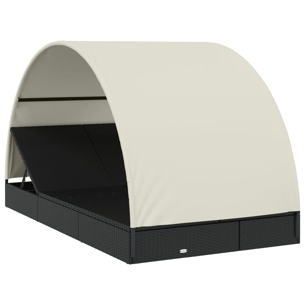 Ligbed 2-persoons met rond dak 211x112x140 cm poly rattan zwart MeubelReus