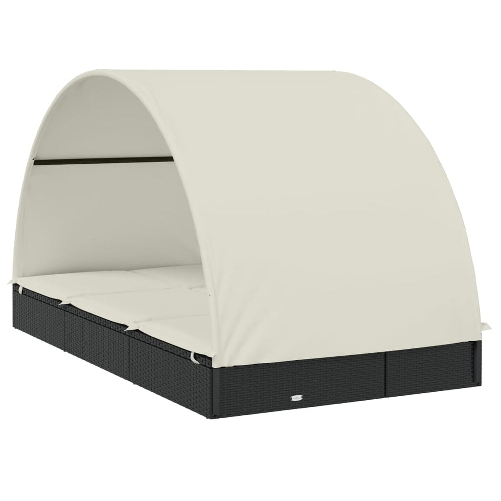 Ligbed 2-persoons met rond dak 211x112x140 cm poly rattan zwart MeubelReus