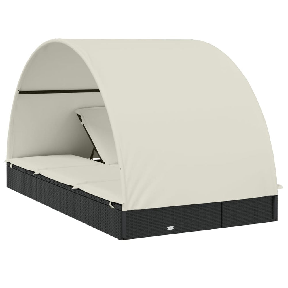 Ligbed 2-persoons met rond dak 211x112x140 cm poly rattan zwart MeubelReus