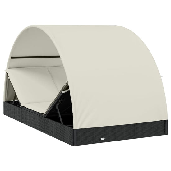 Ligbed 2-persoons met rond dak 211x112x140 cm poly rattan zwart MeubelReus
