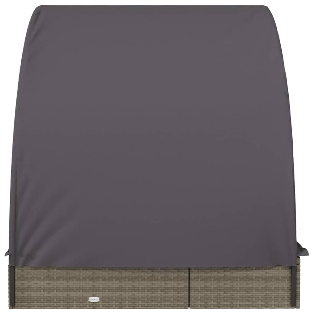 Ligbed 2-persoons met rond dak 211x112x140 cm poly rattan grijs MeubelReus