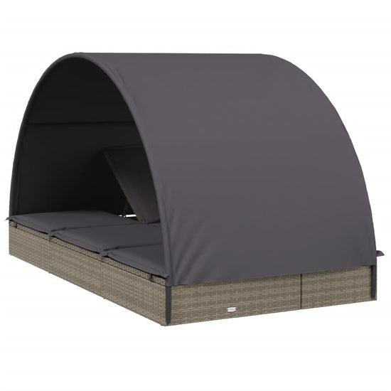 Ligbed 2-persoons met rond dak 211x112x140 cm poly rattan grijs MeubelReus