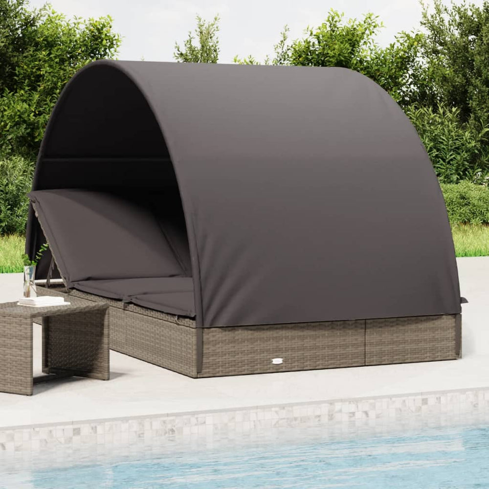 Ligbed 2-persoons met rond dak 211x112x140 cm poly rattan grijs MeubelReus
