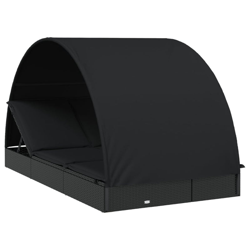 Ligbed 2-persoons met rond dak 211x112x140 cm poly rattan zwart MeubelReus