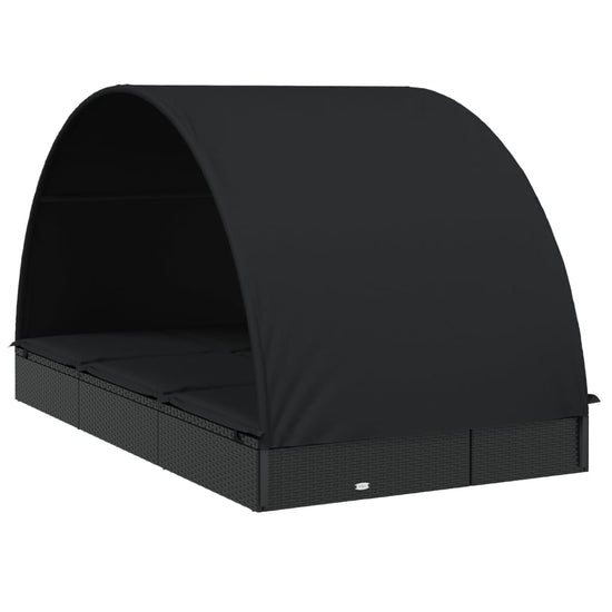 Ligbed 2-persoons met rond dak 211x112x140 cm poly rattan zwart MeubelReus