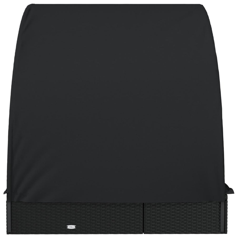 Ligbed 2-persoons met rond dak 211x112x140 cm poly rattan zwart MeubelReus