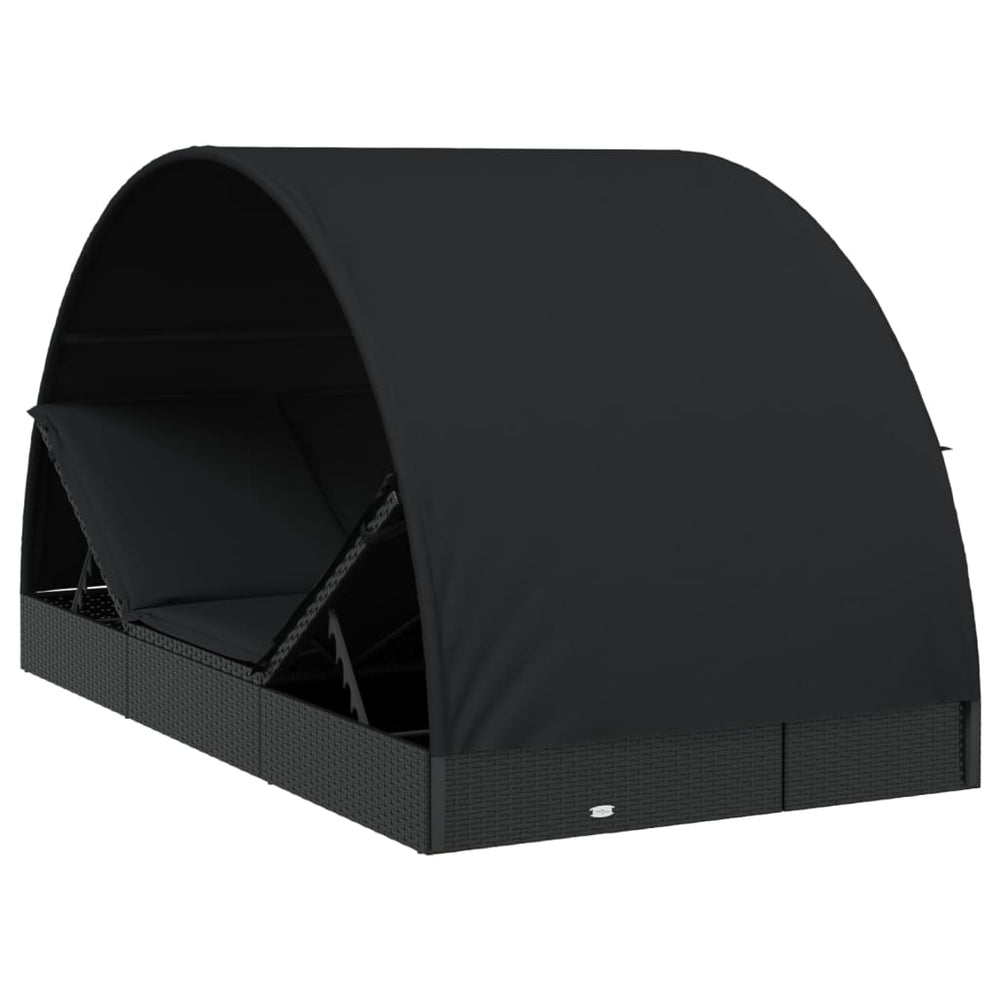 Ligbed 2-persoons met rond dak 211x112x140 cm poly rattan zwart MeubelReus