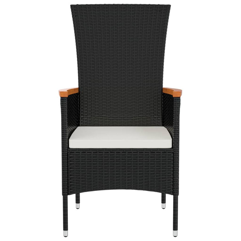 Tuinstoelen 2 st met kussens poly rattan zwart MeubelReus