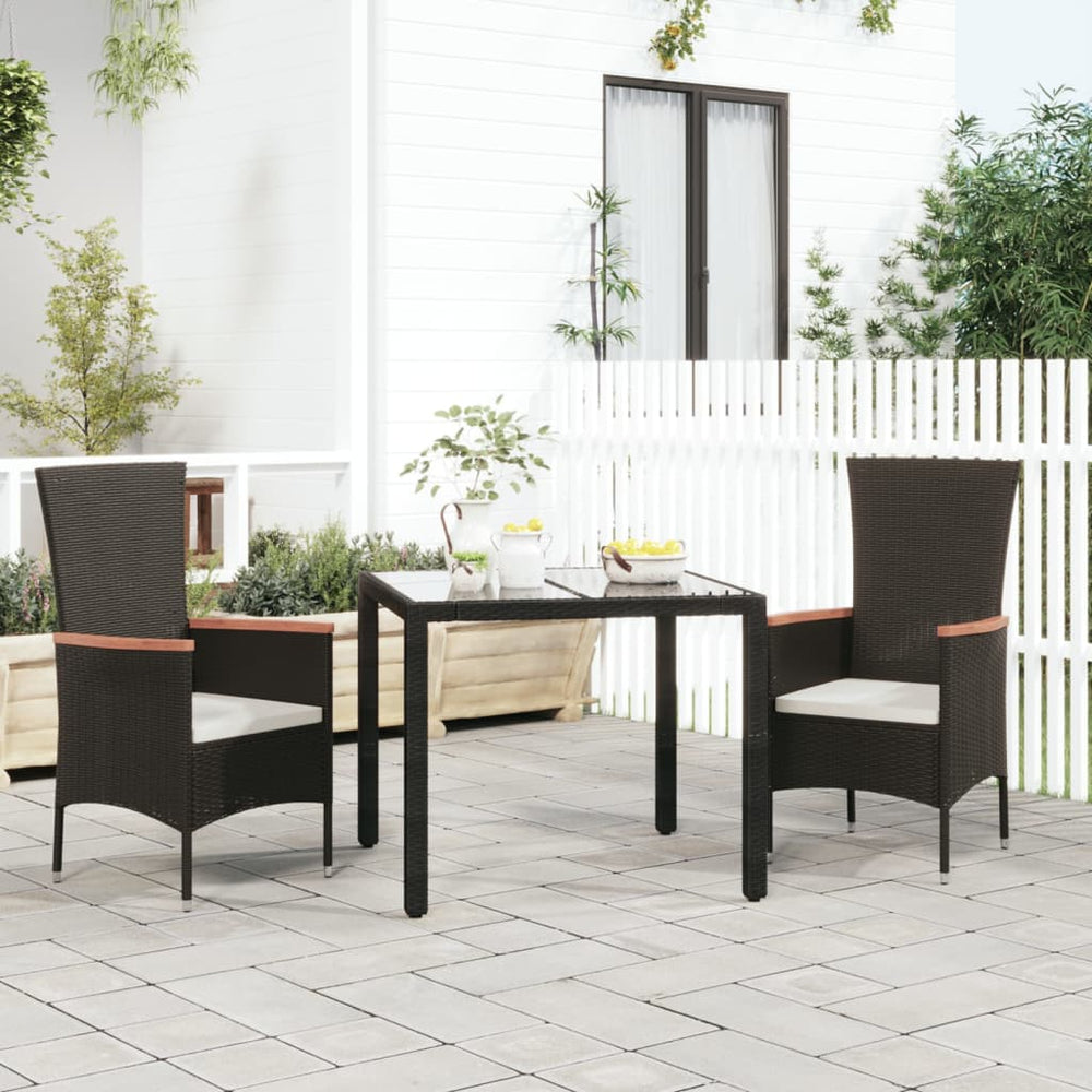 Tuinstoelen 2 st met kussens poly rattan zwart MeubelReus