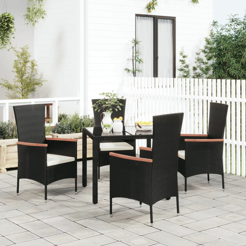 Tuinstoelen 4 st met kussens poly rattan zwart MeubelReus