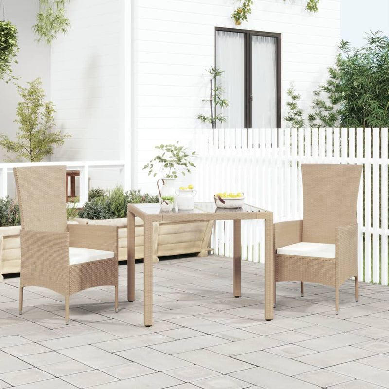 Tuinstoelen 2 st met kussens poly rattan beige MeubelReus