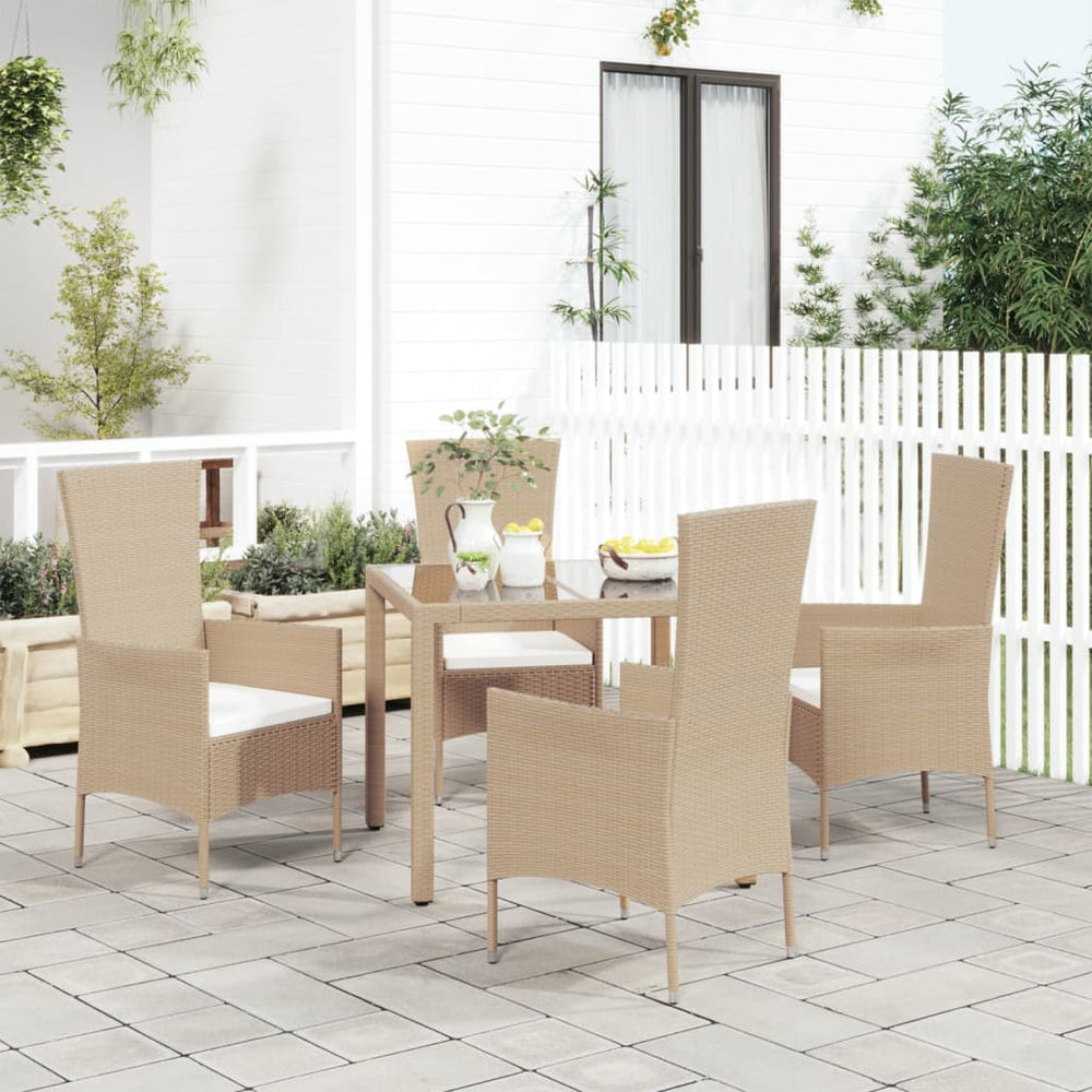 Tuinstoelen 4 st met kussens poly rattan beige MeubelReus