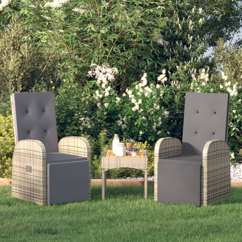 Tuinstoelen 2 st verstelbaar met kussens poly rattan grijs MeubelReus