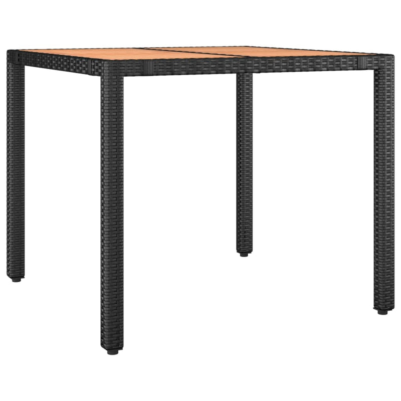 Tuintafel met houten blad poly ratten en acaciahout zwart MeubelReus