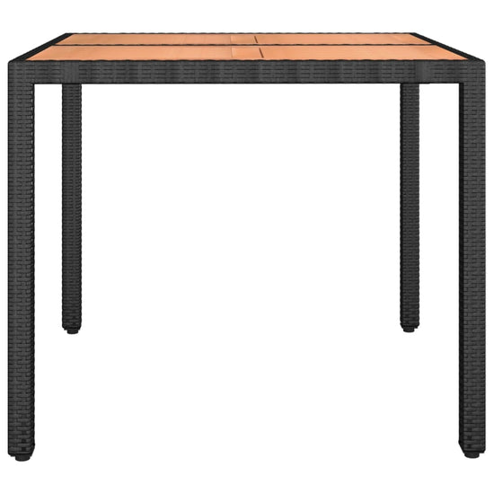 Tuintafel met houten blad poly ratten en acaciahout zwart MeubelReus