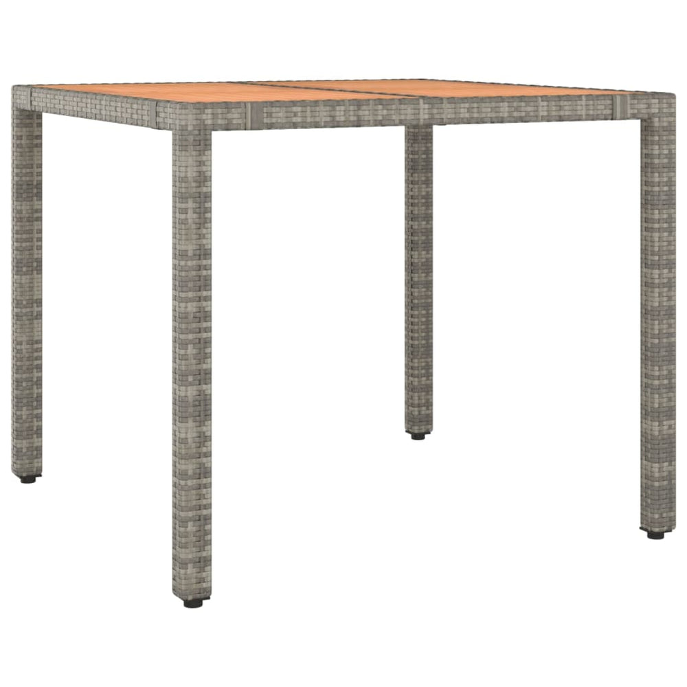 Tuintafel met houten blad poly ratten en acaciahout grijs MeubelReus