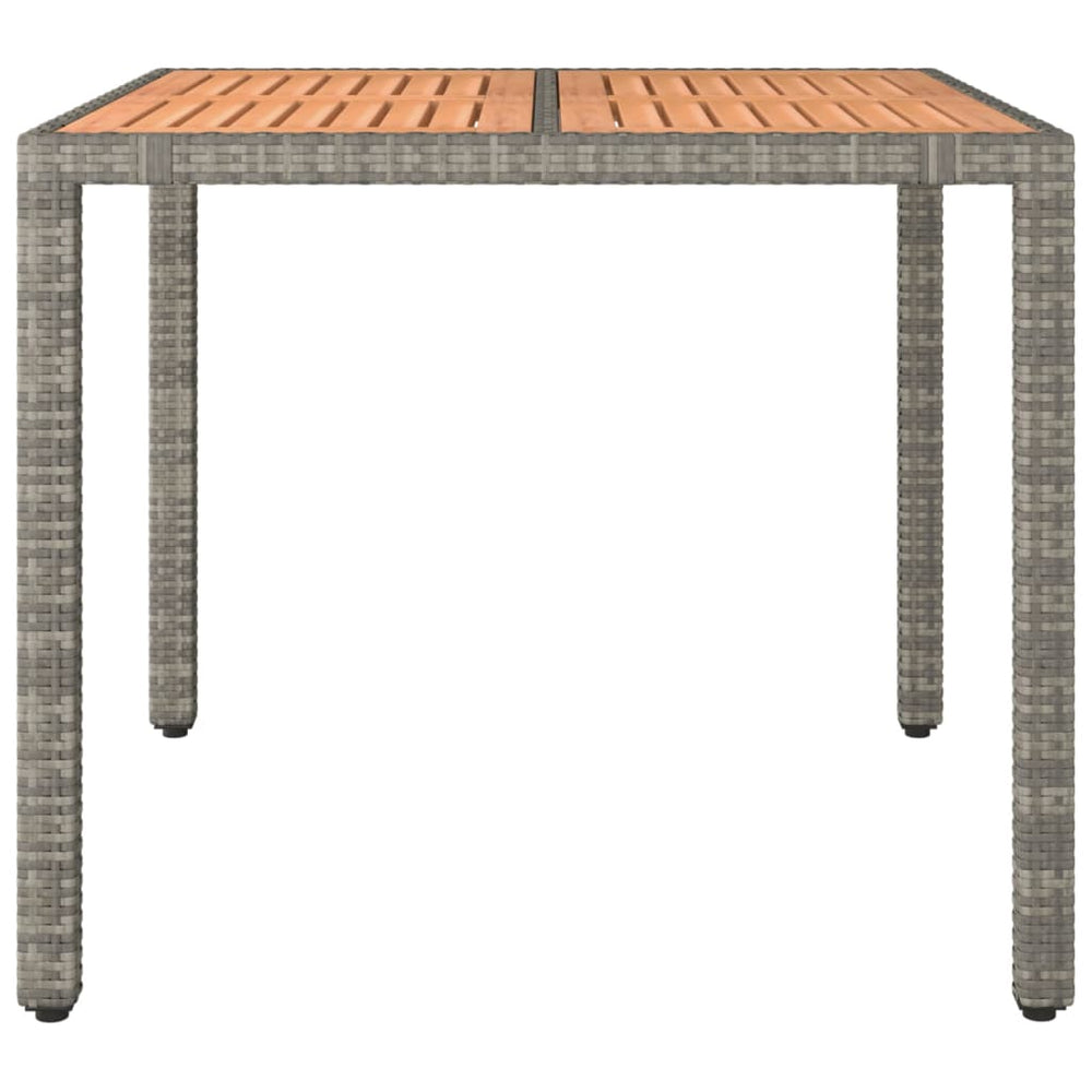 Tuintafel met houten blad poly ratten en acaciahout grijs MeubelReus