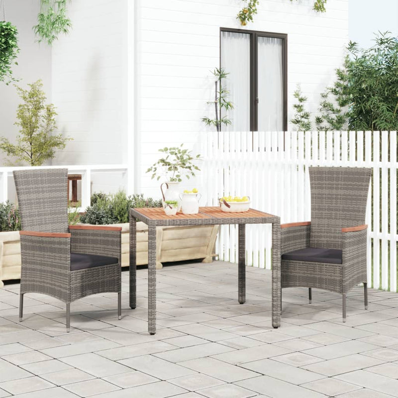 Tuintafel met houten blad poly ratten en acaciahout grijs MeubelReus