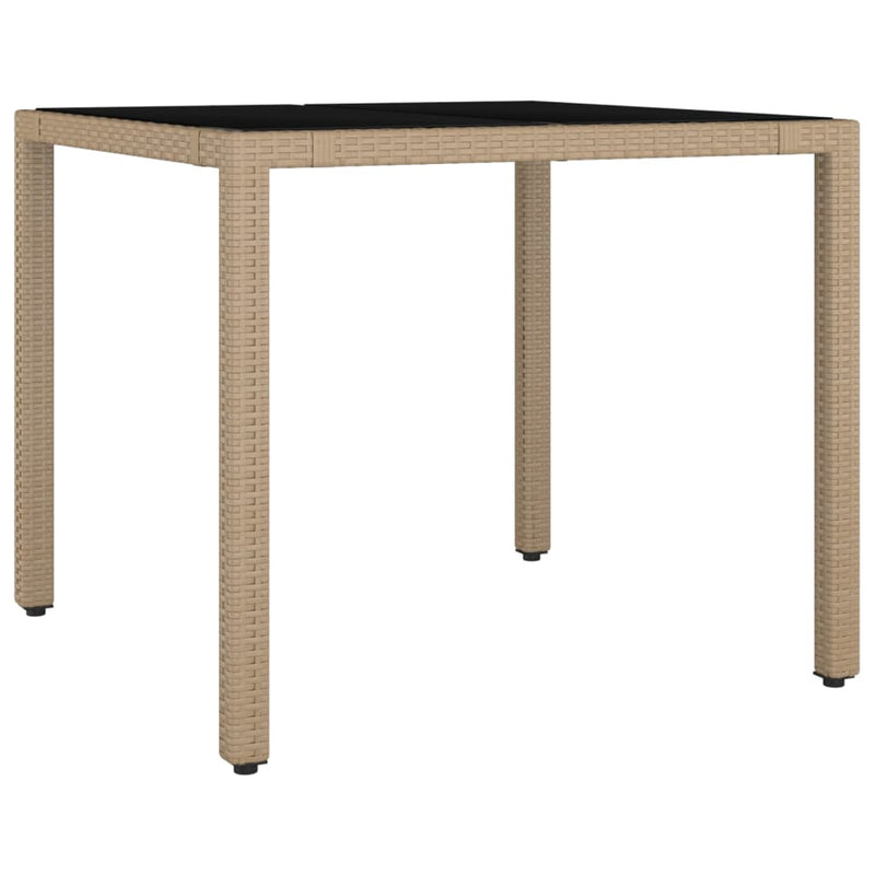 Tuintafel met glazen blad poly rattan en gehard glas beige MeubelReus