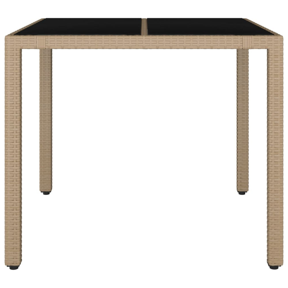 Tuintafel met glazen blad poly rattan en gehard glas beige MeubelReus