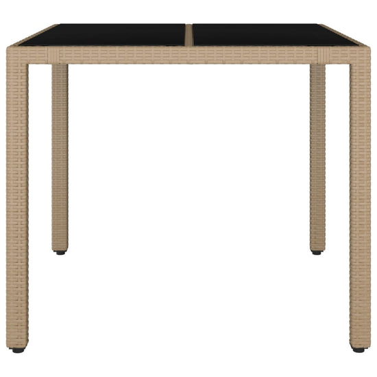 Tuintafel met glazen blad poly rattan en gehard glas beige MeubelReus