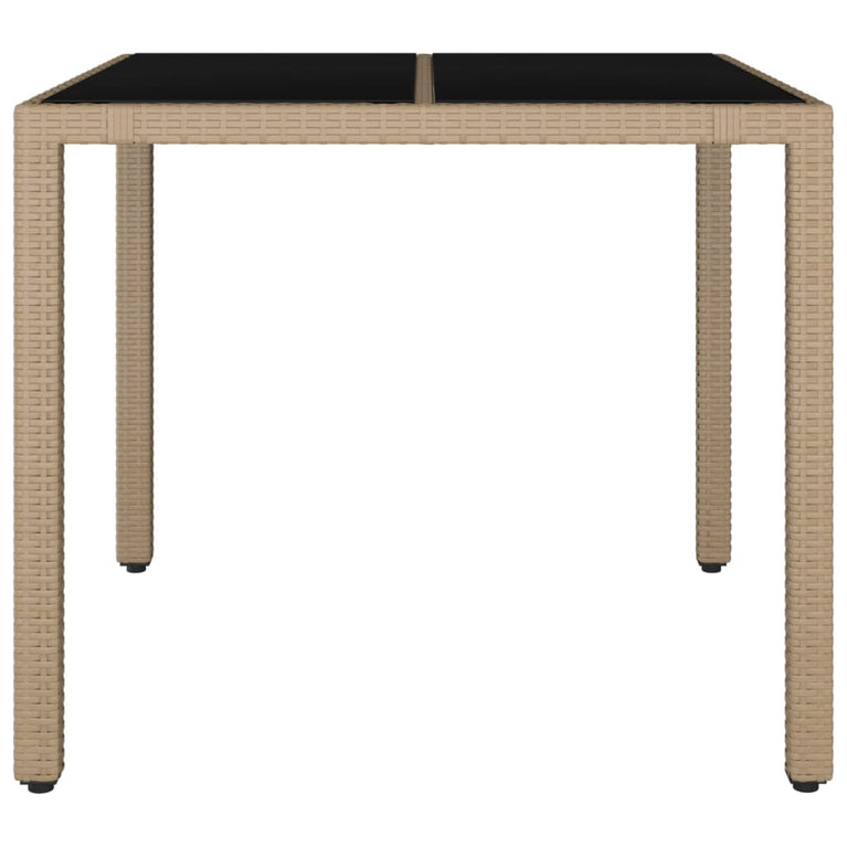 Tuintafel met glazen blad poly rattan en gehard glas beige MeubelReus