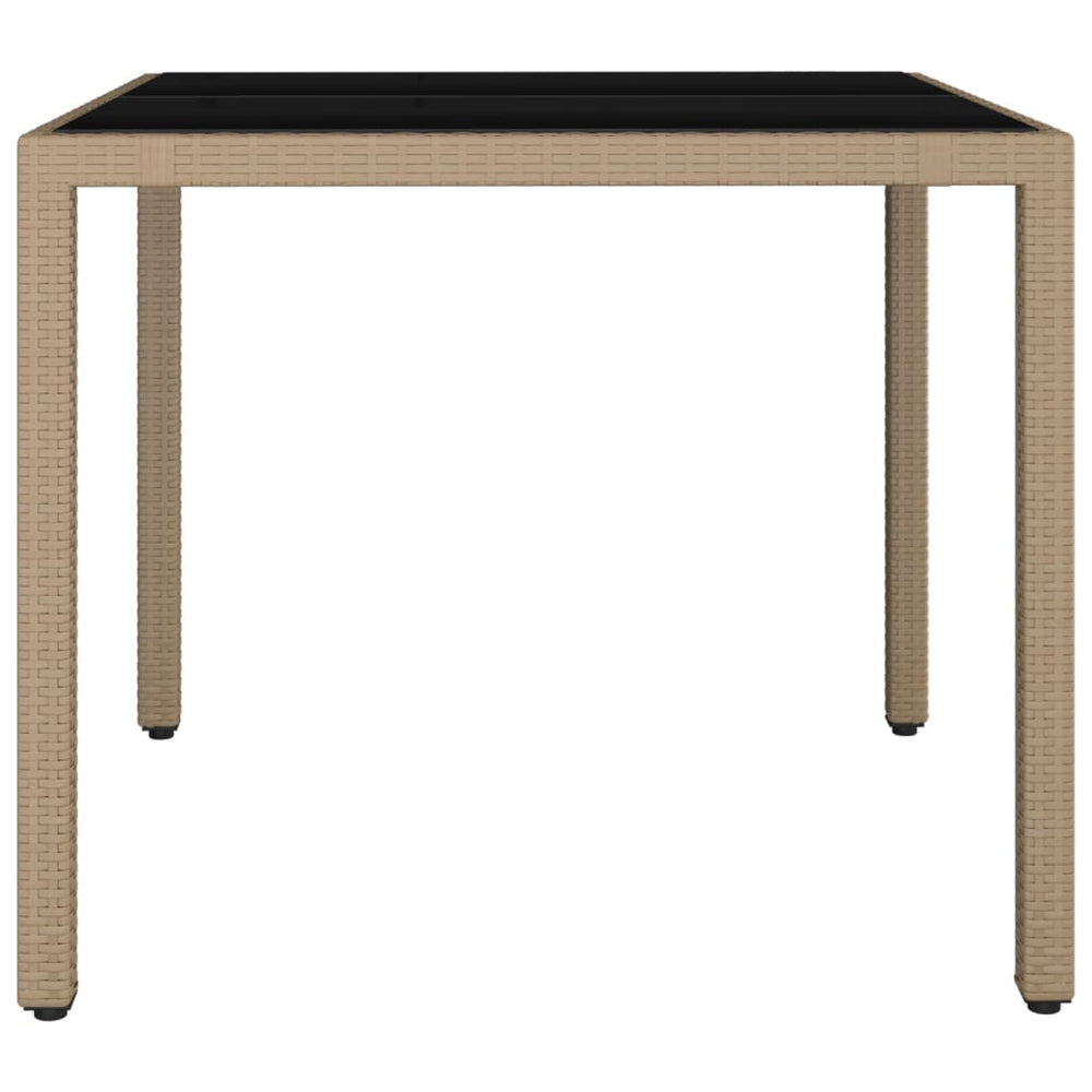 Tuintafel met glazen blad poly rattan en gehard glas beige MeubelReus