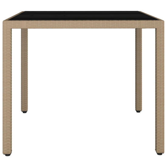 Tuintafel met glazen blad poly rattan en gehard glas beige MeubelReus