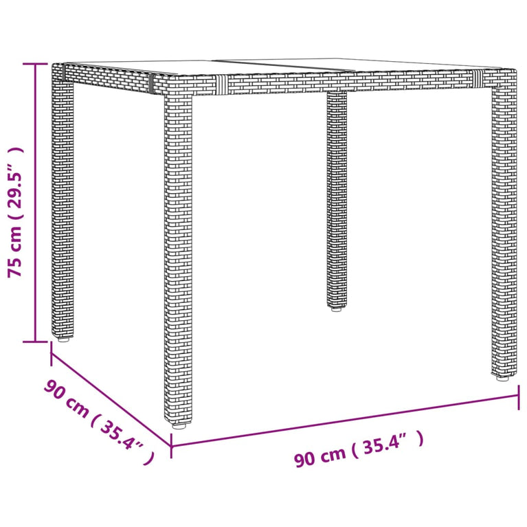 Tuintafel met glazen blad poly rattan en gehard glas beige MeubelReus