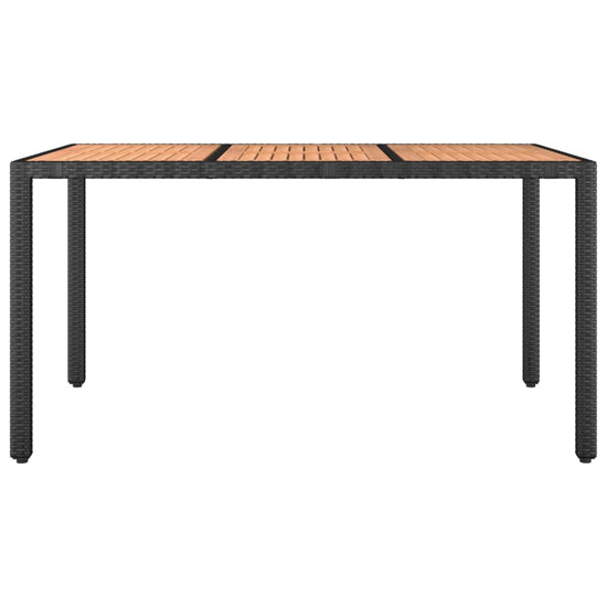 Tuintafel met houten blad poly ratten en acaciahout zwart MeubelReus