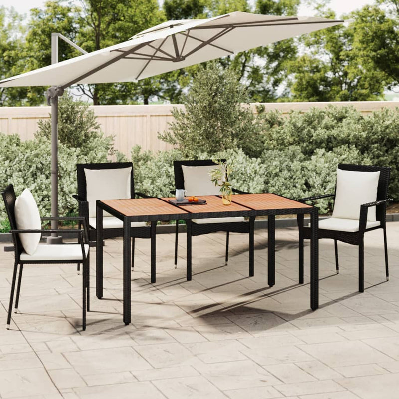Tuintafel met houten blad poly ratten en acaciahout zwart MeubelReus