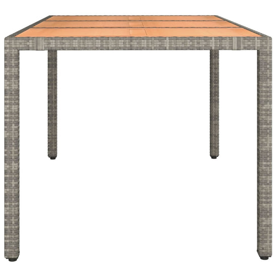 Tuintafel met houten blad poly ratten en acaciahout grijs MeubelReus