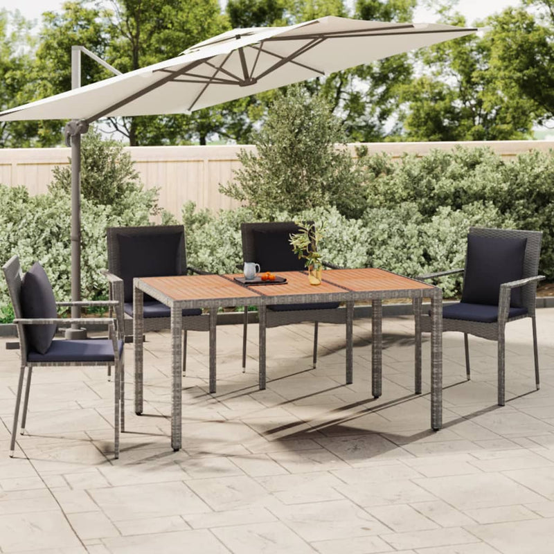 Tuintafel met houten blad poly ratten en acaciahout grijs MeubelReus