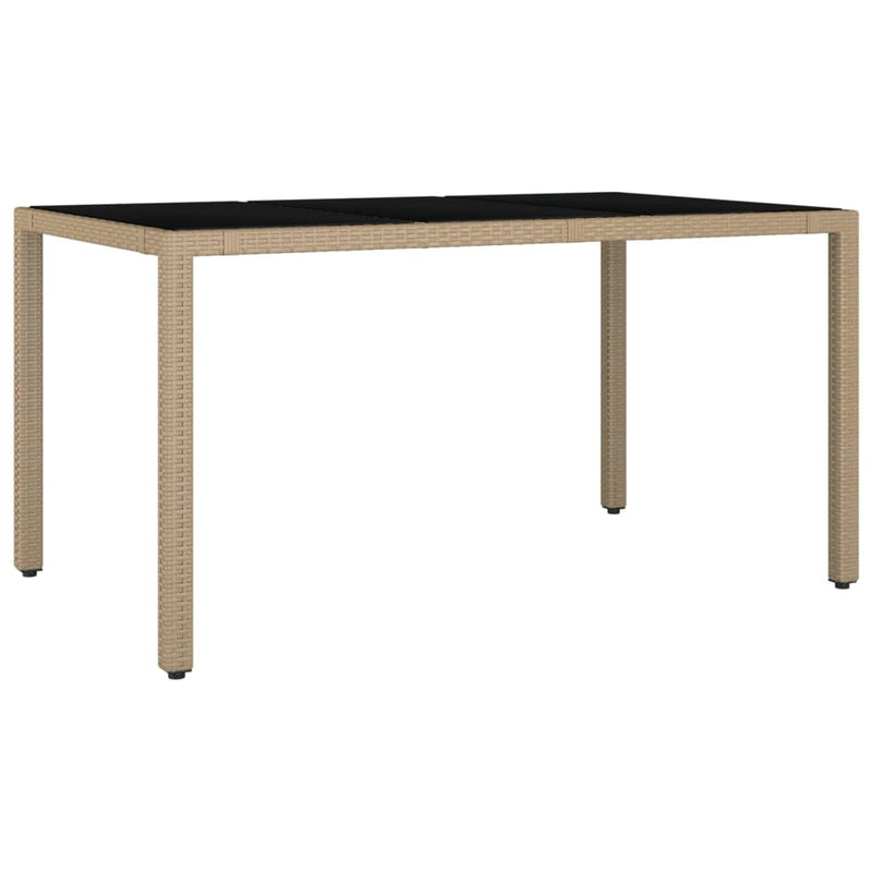 Tuintafel met glazen blad poly rattan en gehard glas beige MeubelReus