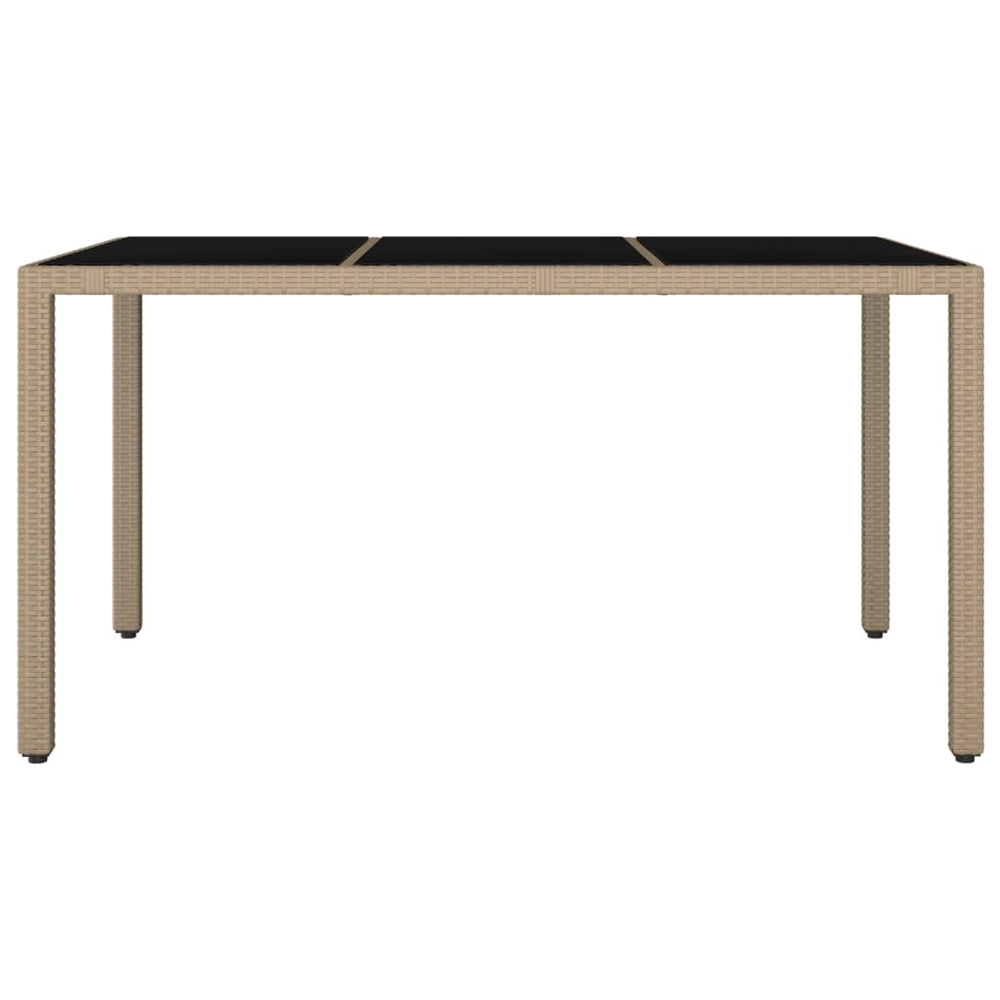 Tuintafel met glazen blad poly rattan en gehard glas beige MeubelReus