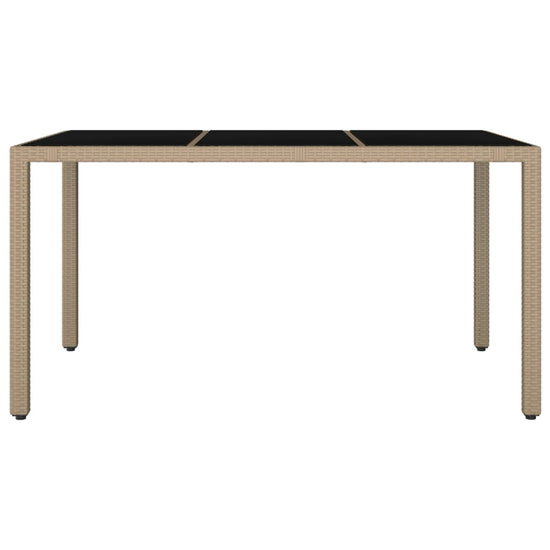 Tuintafel met glazen blad poly rattan en gehard glas beige MeubelReus