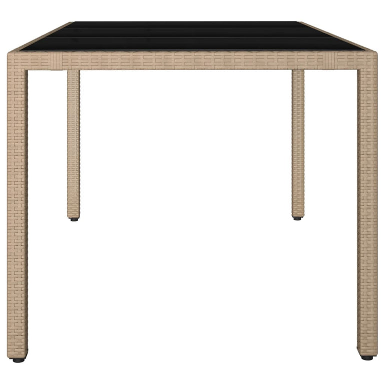 Tuintafel met glazen blad poly rattan en gehard glas beige MeubelReus