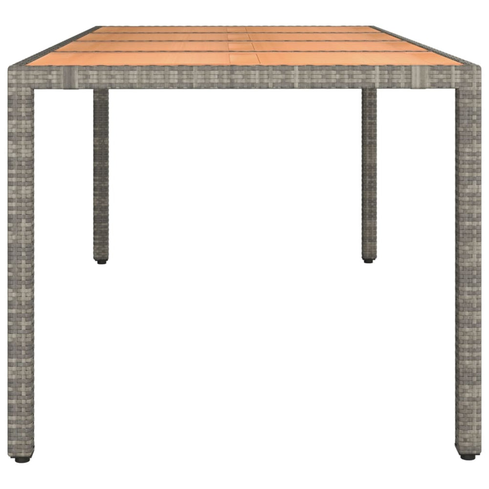 Tuintafel met houten blad poly ratten en acaciahout grijs MeubelReus