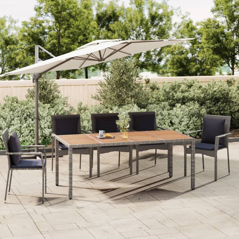 Tuintafel met houten blad poly ratten en acaciahout grijs MeubelReus