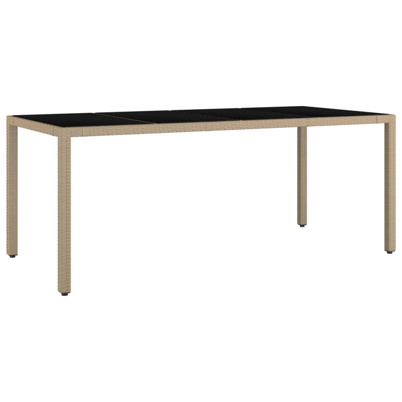 Tuintafel met glazen blad poly rattan en gehard glas beige MeubelReus