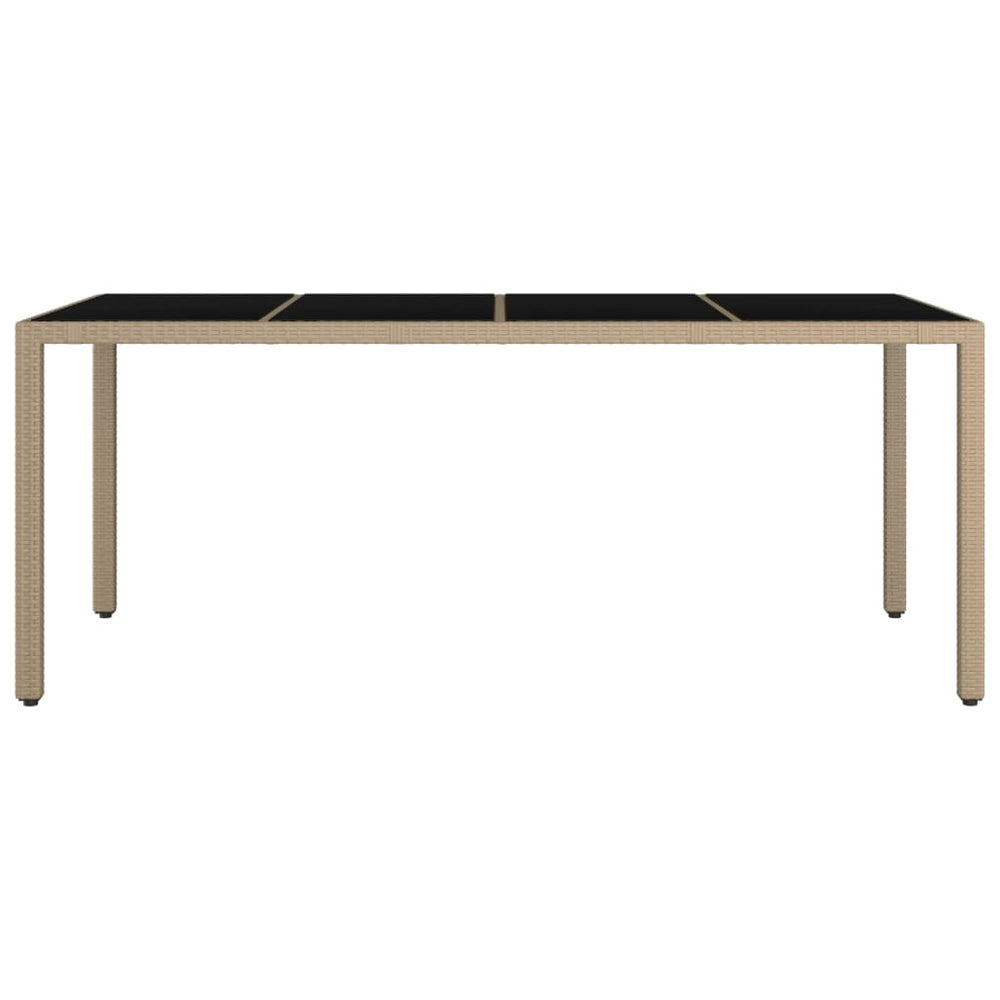 Tuintafel met glazen blad poly rattan en gehard glas beige MeubelReus