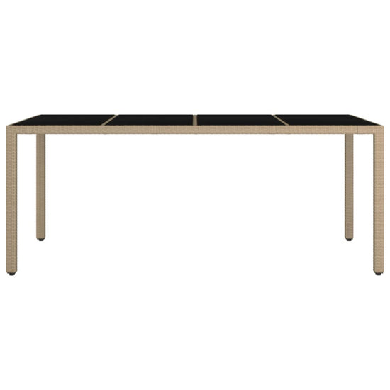 Tuintafel met glazen blad poly rattan en gehard glas beige MeubelReus