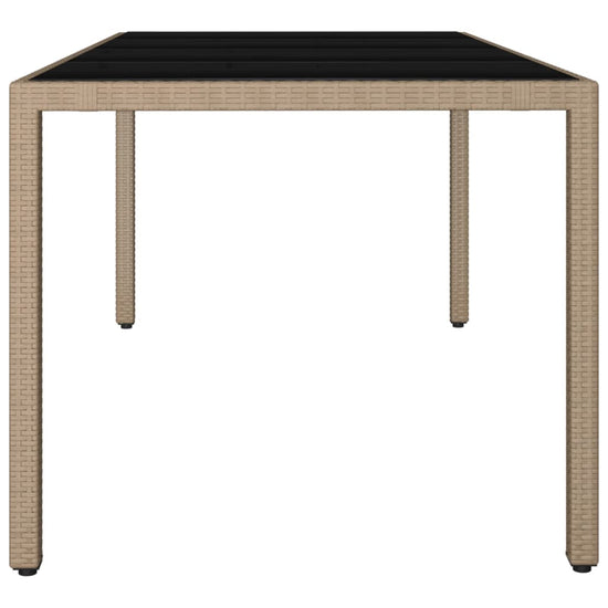 Tuintafel met glazen blad poly rattan en gehard glas beige MeubelReus