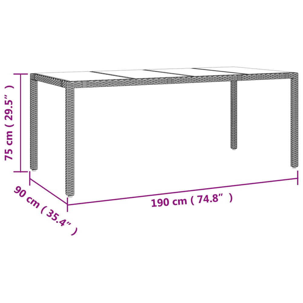 Tuintafel met glazen blad poly rattan en gehard glas beige MeubelReus