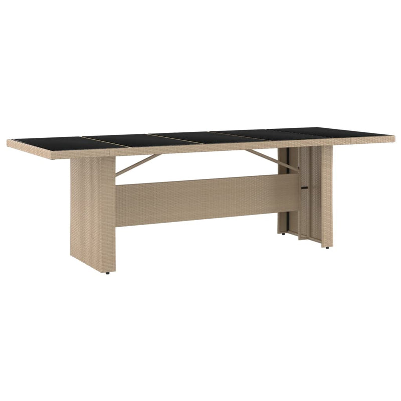 Tuintafel met glazen blad poly rattan en gehard glas beige MeubelReus
