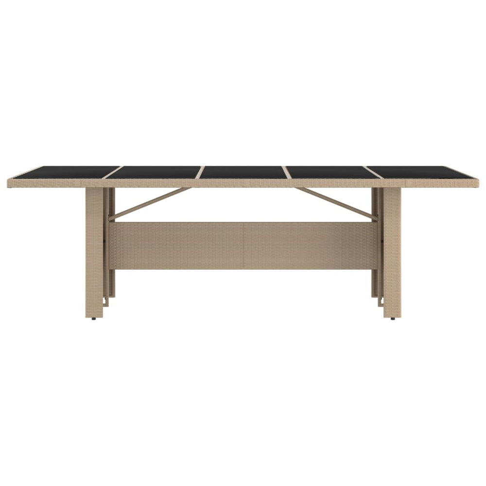 Tuintafel met glazen blad poly rattan en gehard glas beige MeubelReus