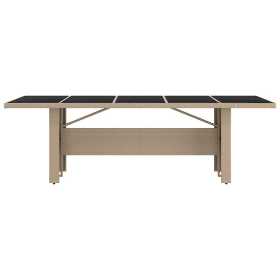 Tuintafel met glazen blad poly rattan en gehard glas beige MeubelReus