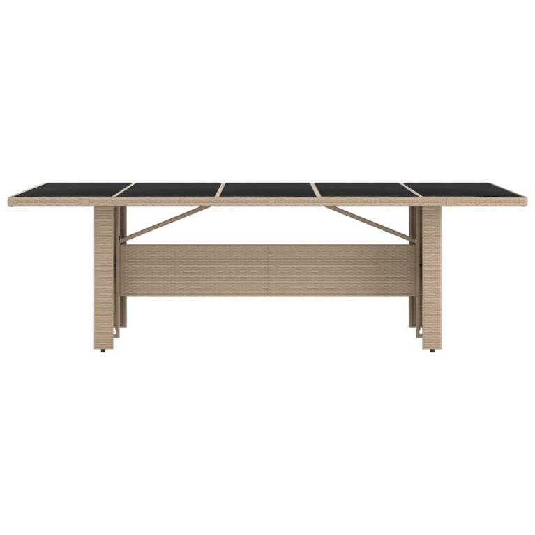 Tuintafel met glazen blad poly rattan en gehard glas beige MeubelReus