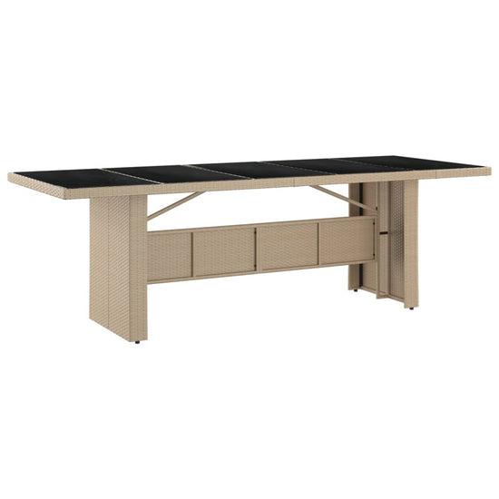 Tuintafel met glazen blad poly rattan en gehard glas beige MeubelReus