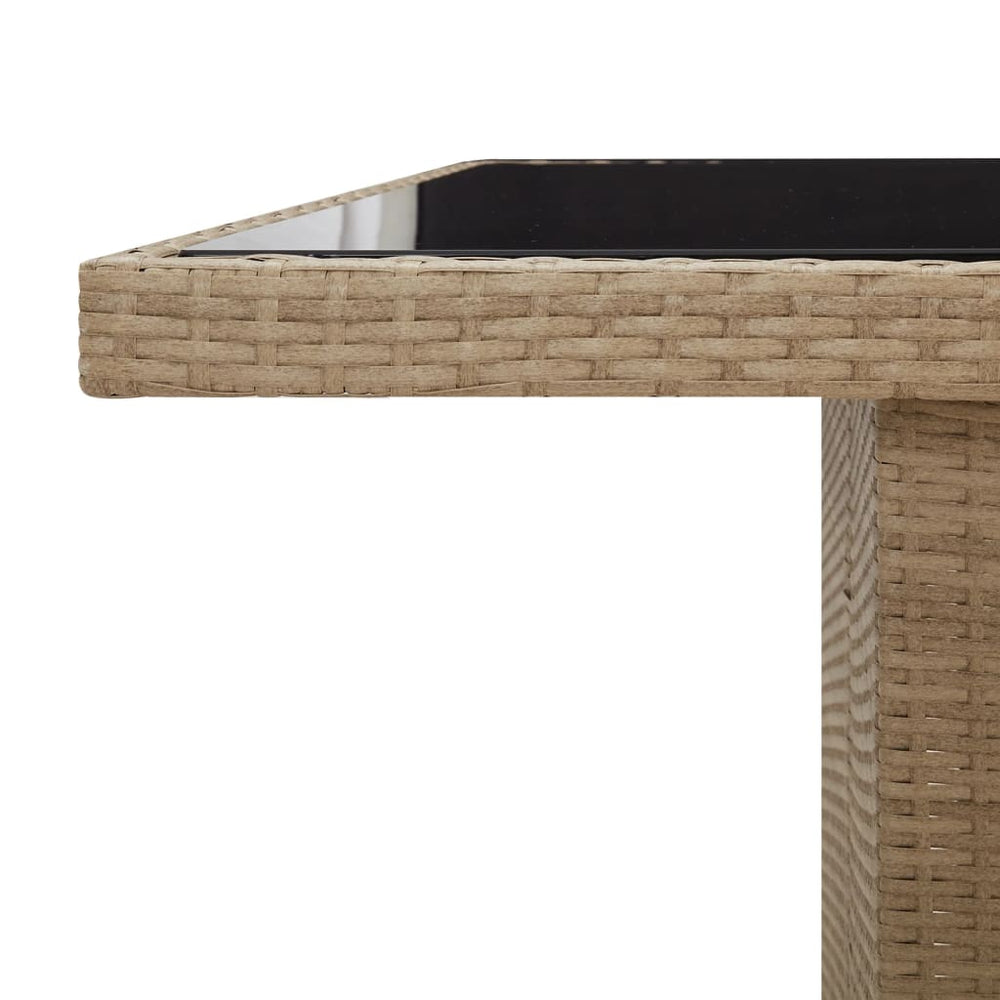 Tuintafel met glazen blad poly rattan en gehard glas beige MeubelReus